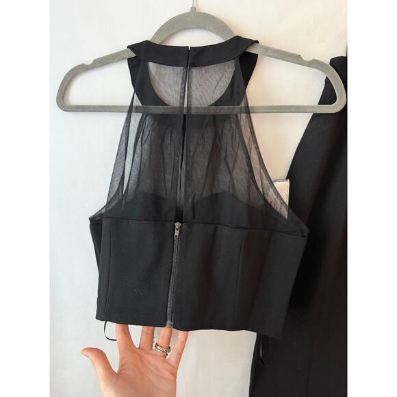 Dress the Population Elliana Two Piece Set Sexy Party Halter Sheer Black NEW Lrg - Picture 3 of 8